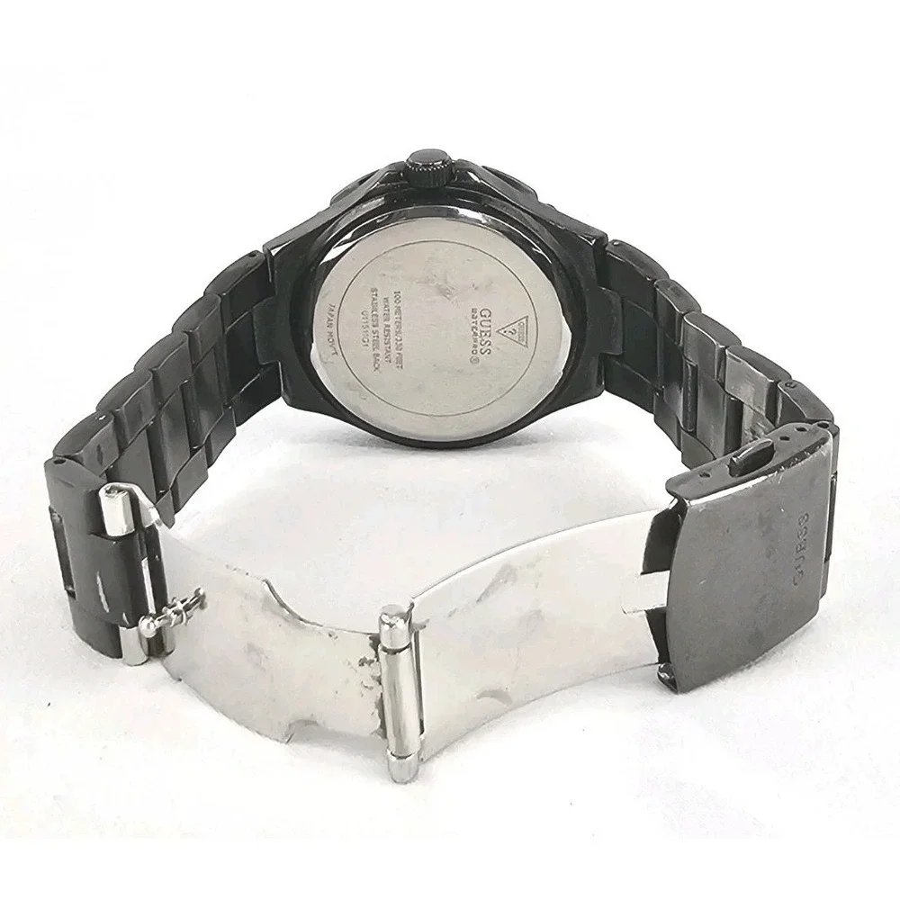 Guess‎ Mens U11511G Gunmetal Gray Chronograph Watch Glass Face 9 Broken Works